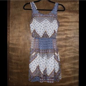 Black, blue, brown, and white mini dress.